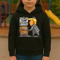 Prison Trump Presidential Library Funny Anti Trump Kids Hoodie thumb 3