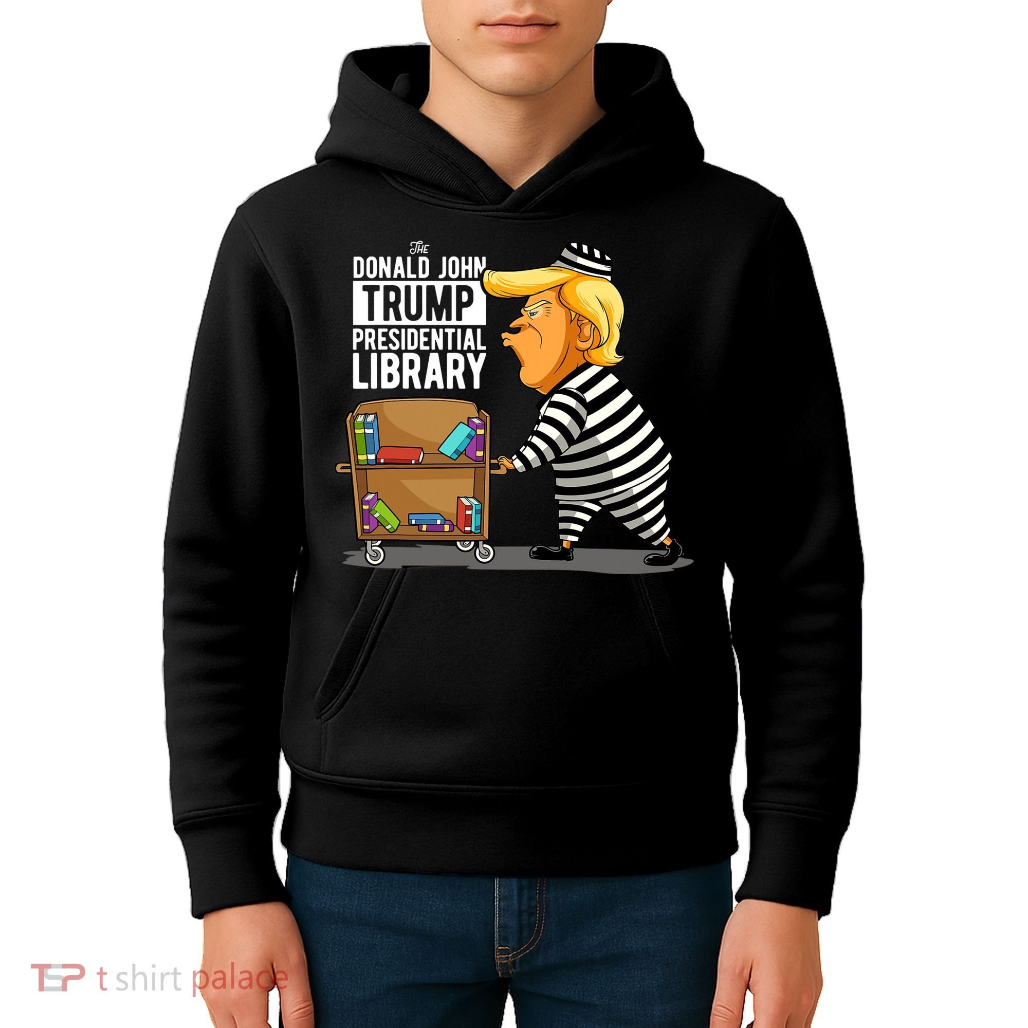 Prison Trump Presidential Library Funny Anti Trump Kids Hoodie