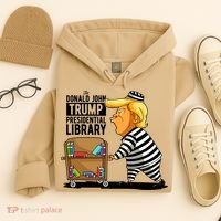 Prison Trump Presidential Library Funny Anti Trump Hoodie thumb 4