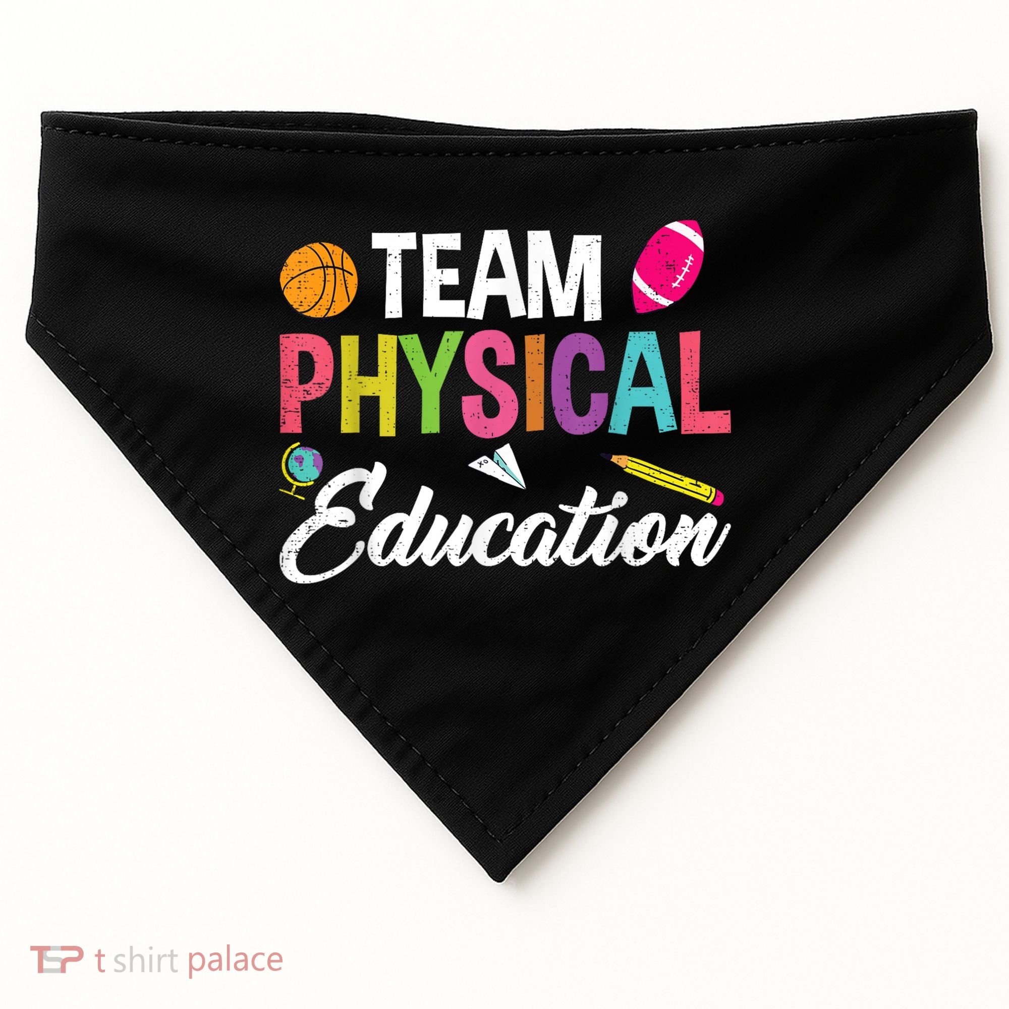 P.E. Team Physical Education School Fitness PE Teacher USA-Made Doggie Bandana
