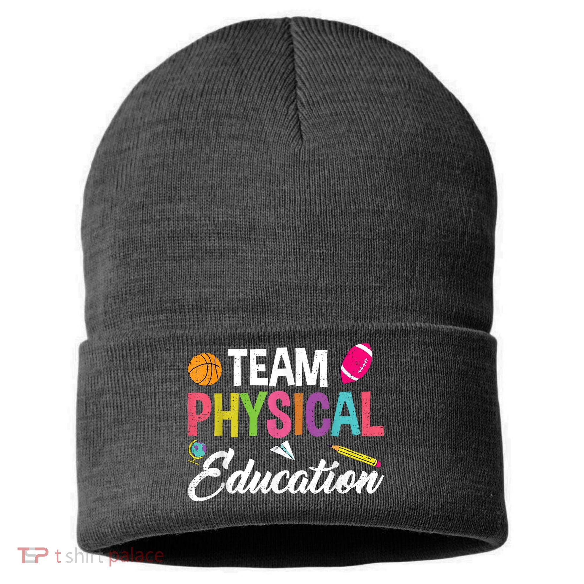 P.E. Team Physical Education School Fitness PE Teacher Sustainable Knit Beanie