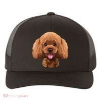 Playful Toy Poodle Face Funny Dog Yupoong Adult 5-Panel Trucker Hat thumb 0