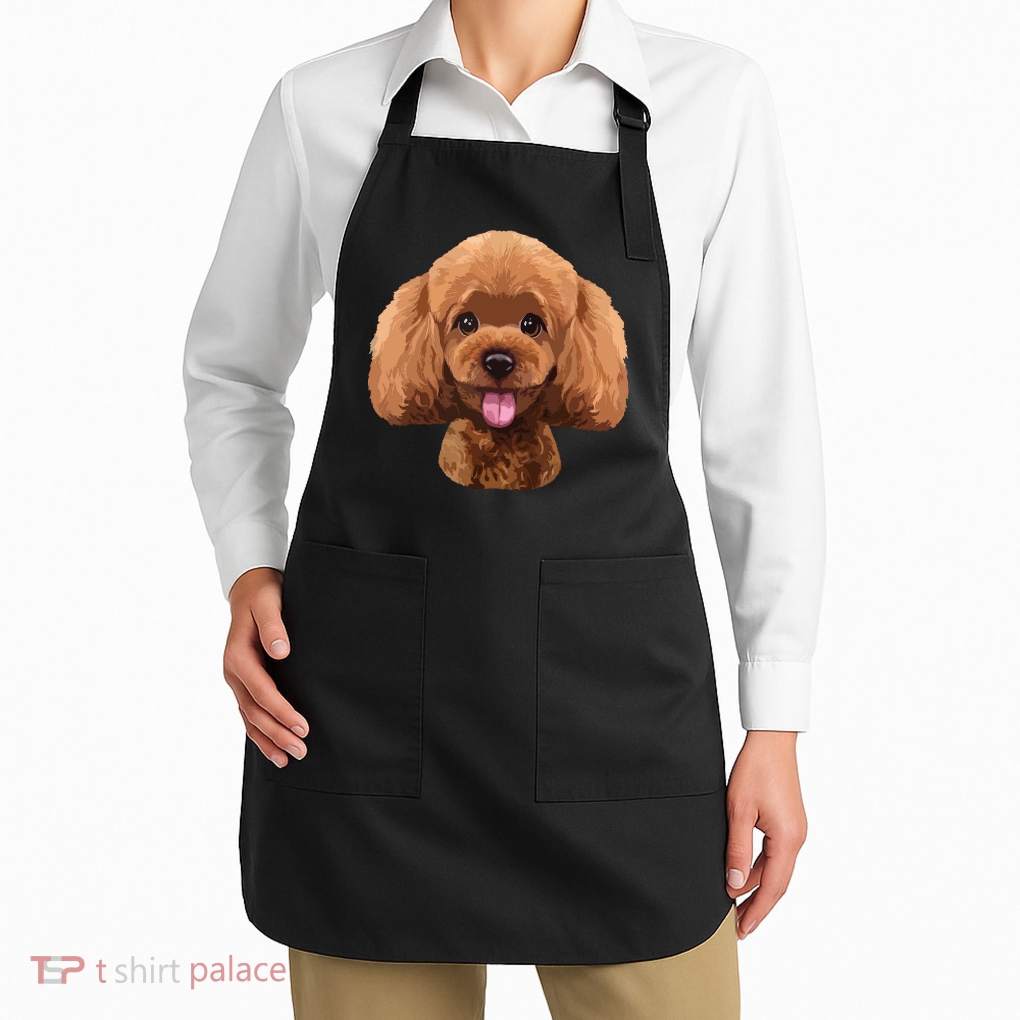Playful Toy Poodle Face Funny Dog Apron