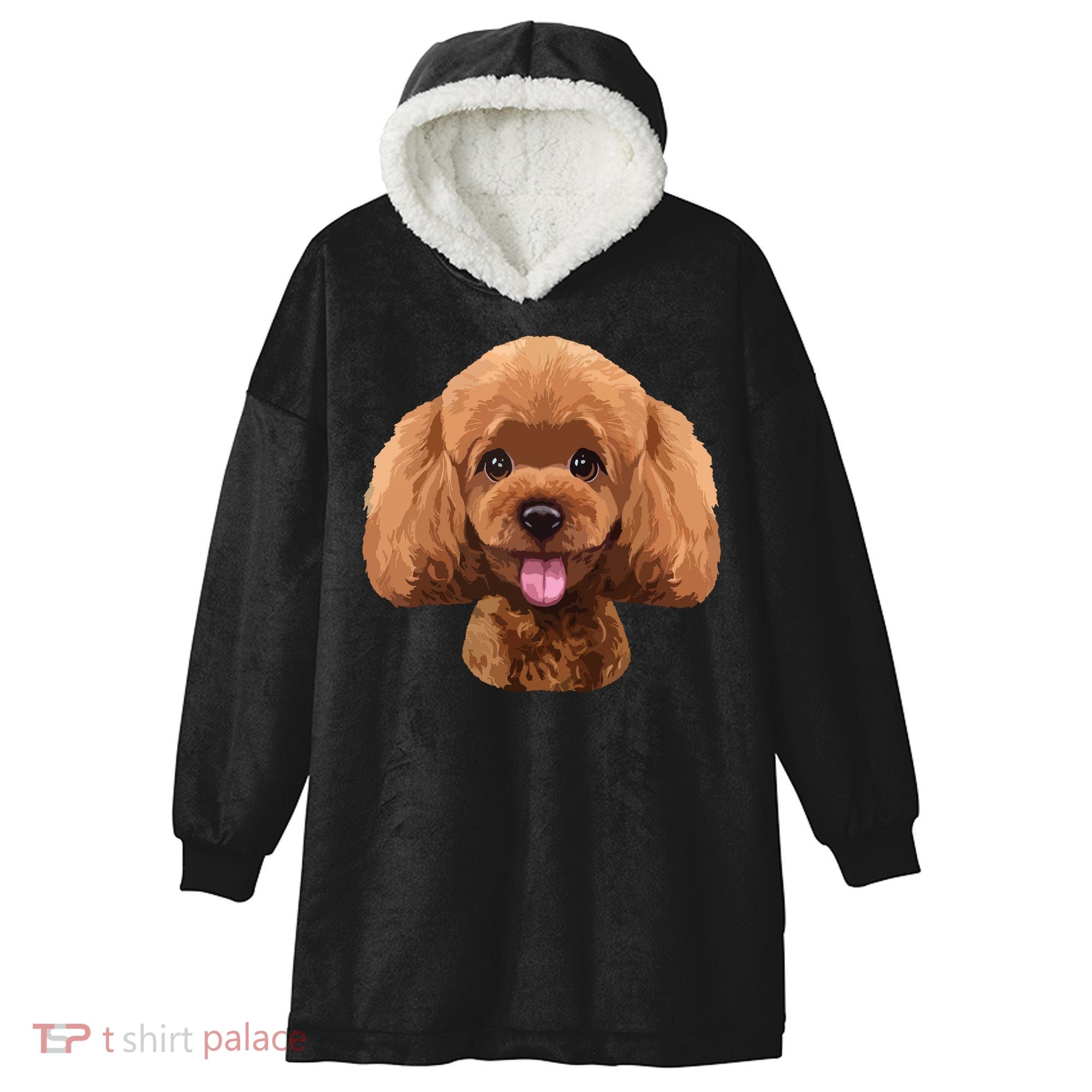 Playful Toy Poodle Face Funny Dog Hooded Wearable Blanket