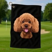 Playful Toy Poodle Face Funny Dog Golf Towel thumb 1
