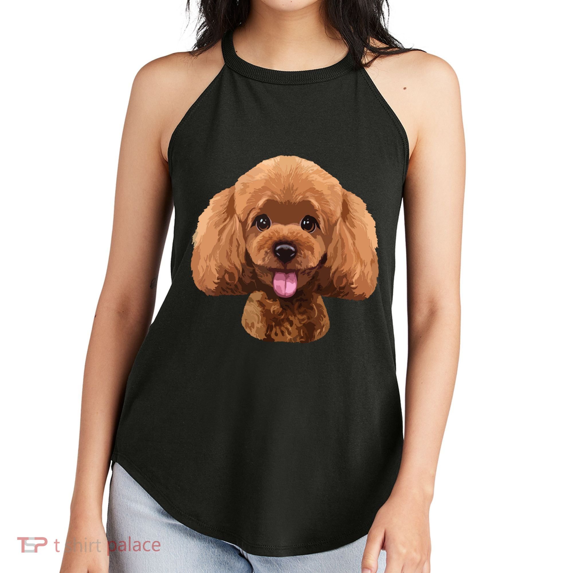 Playful Toy Poodle Face Funny Dog Women's Perfect Tri Rocker Tank