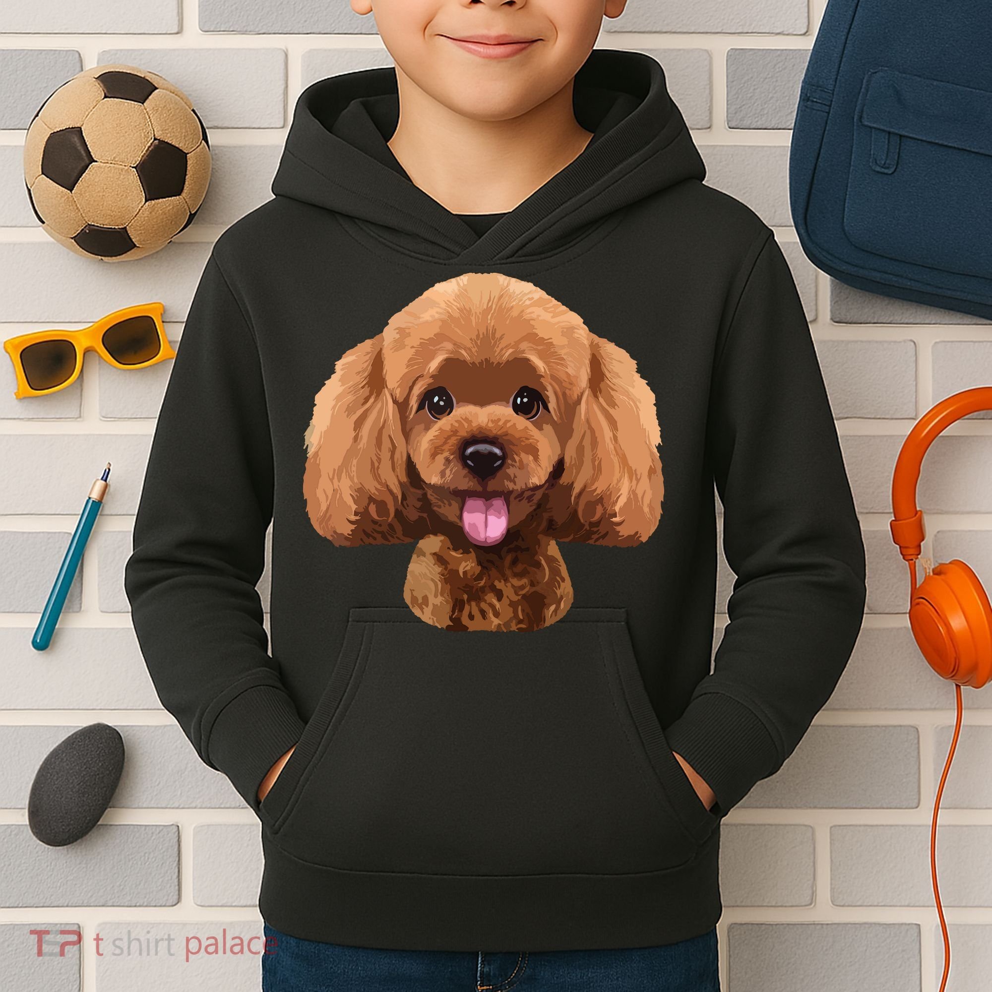 Playful Toy Poodle Face Funny Dog Kids Hoodie