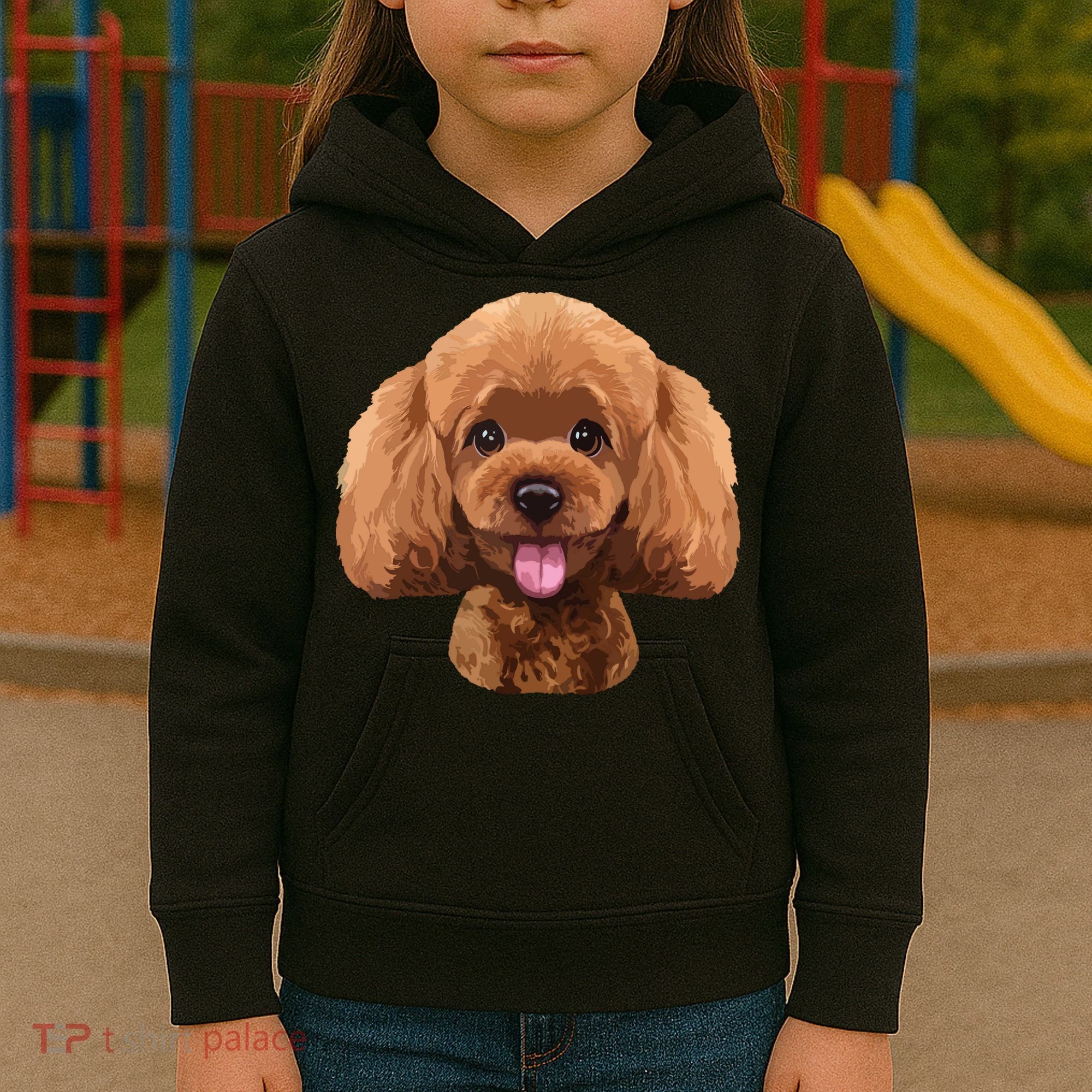 Playful Toy Poodle Face Funny Dog Kids Hoodie