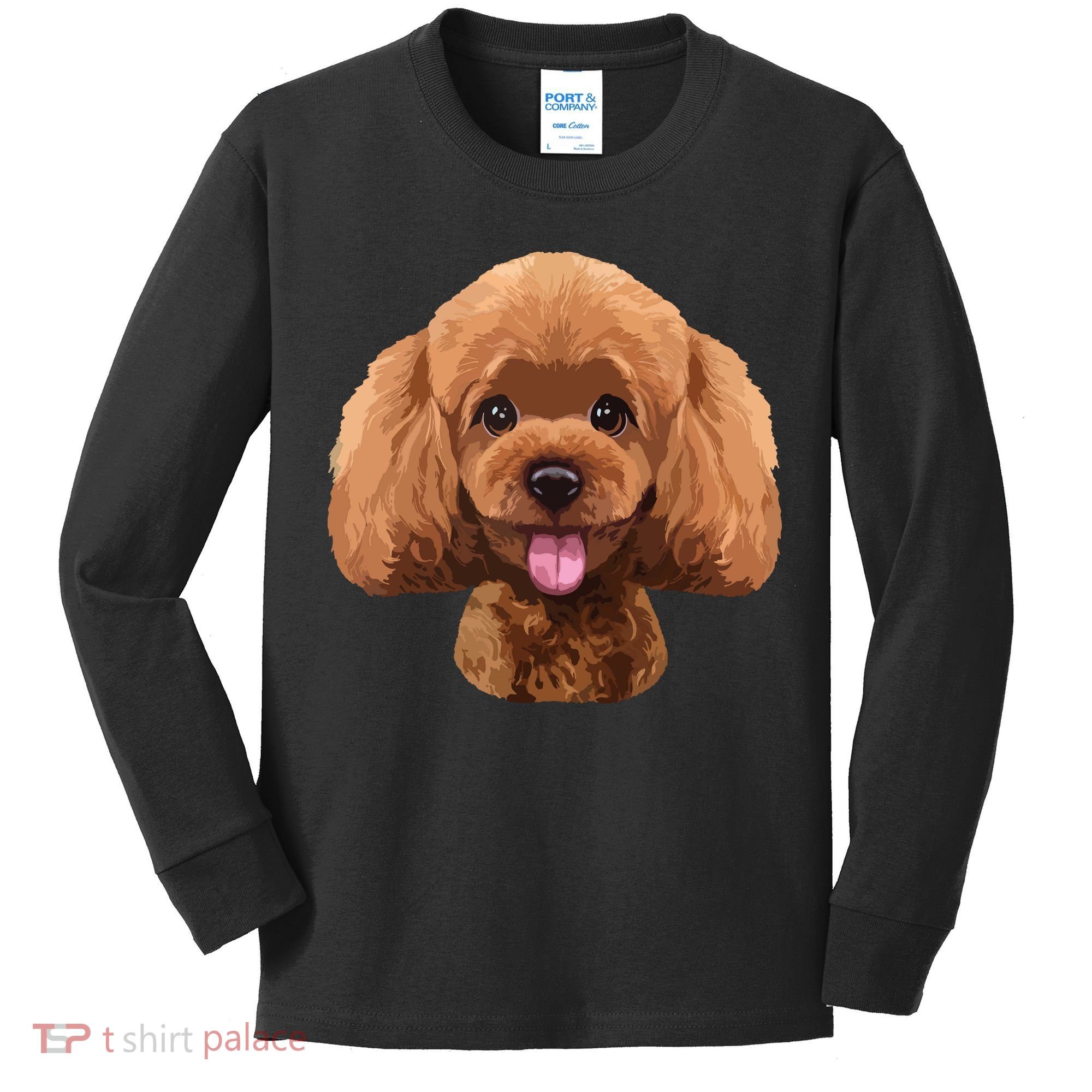 Playful Toy Poodle Face Funny Dog Kids Long Sleeve Shirt