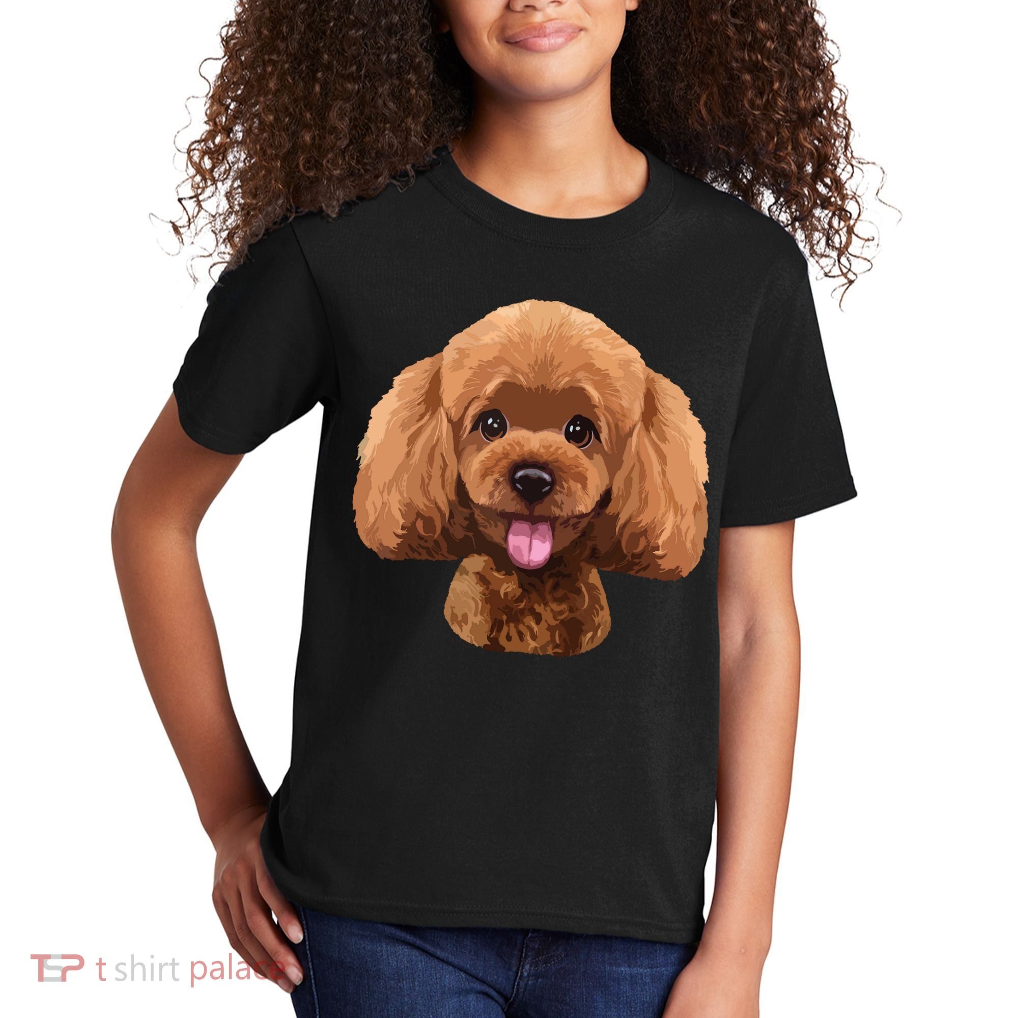 Playful Toy Poodle Face Funny Dog Kids T-Shirt