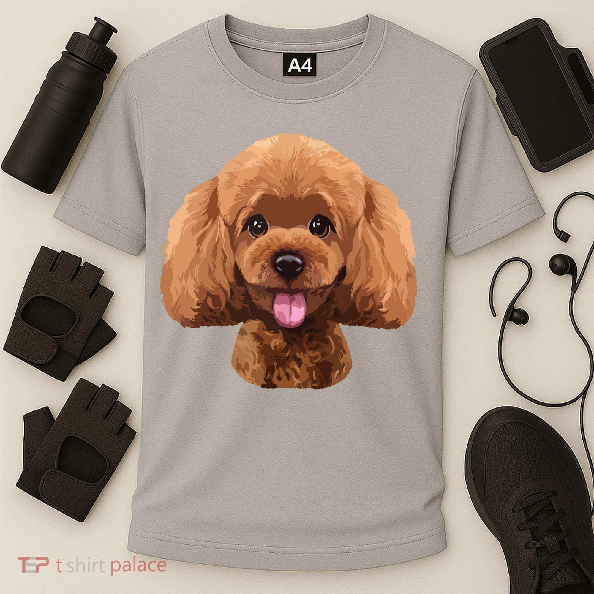 Playful Toy Poodle Face Funny Dog Cooling Performance Crew T-Shirt