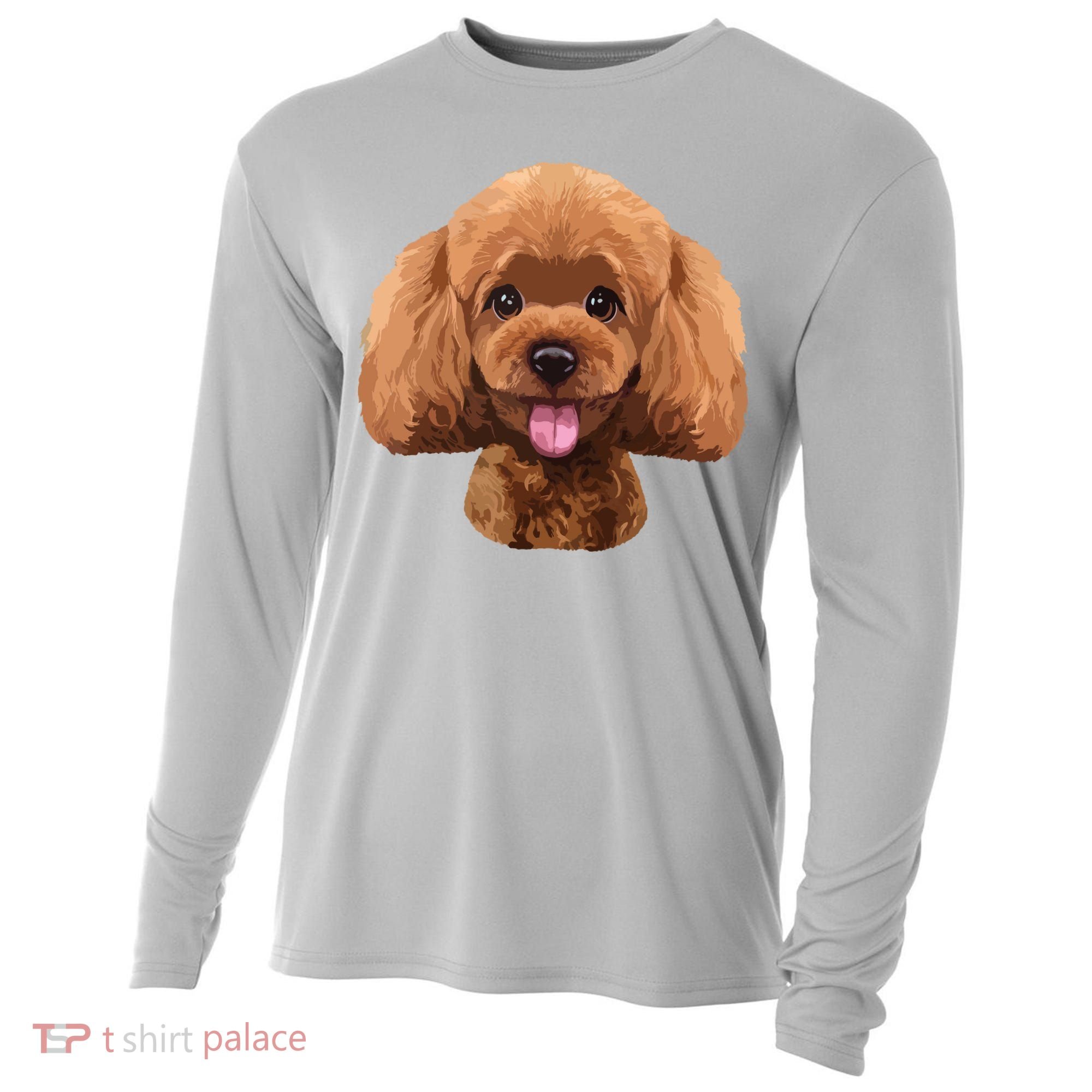 Playful Toy Poodle Face Funny Dog Cooling Performance Long Sleeve Crew