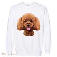 Playful Toy Poodle Face Funny Dog Garment-Dyed Sweatshirt thumb 0