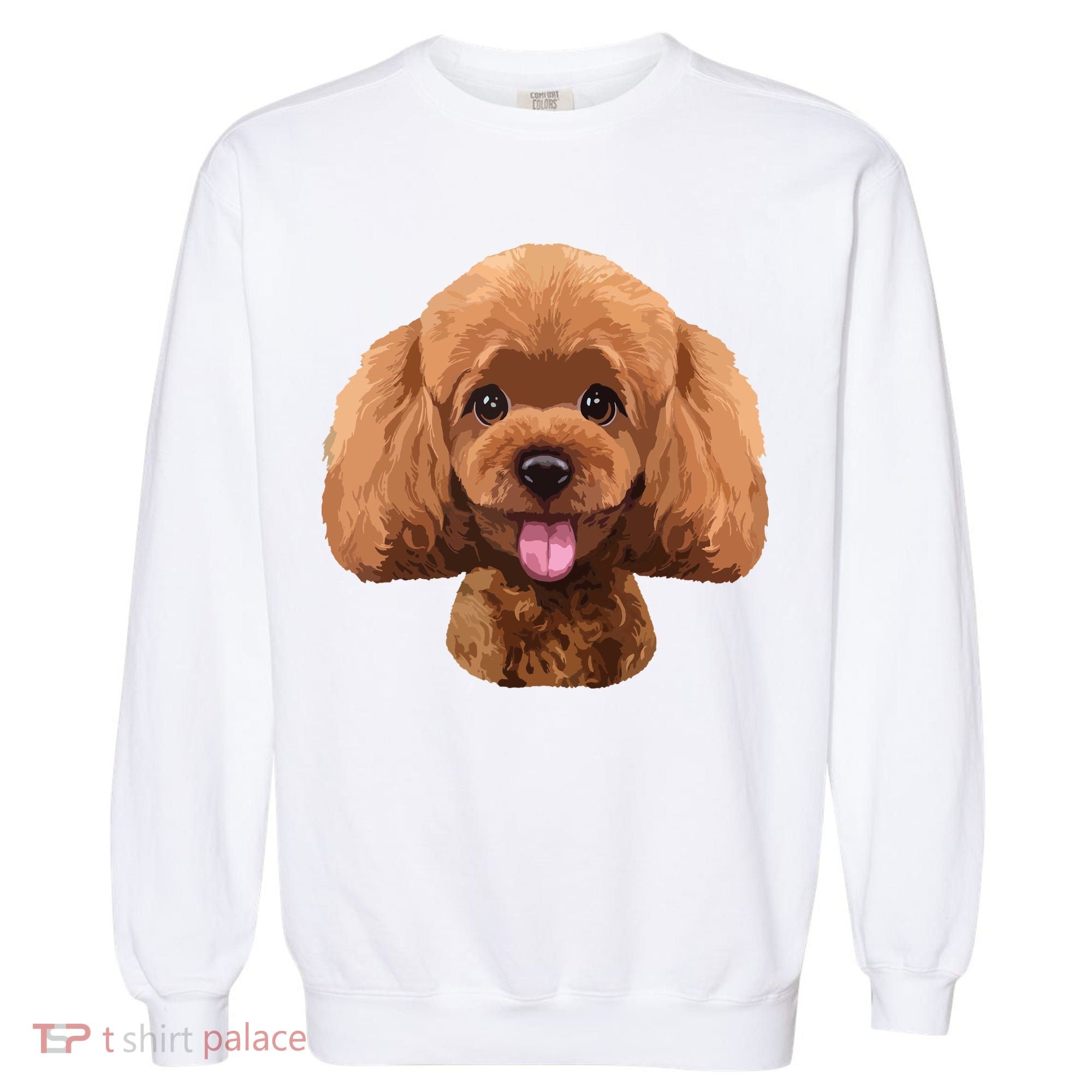 Playful Toy Poodle Face Funny Dog Garment-Dyed Sweatshirt