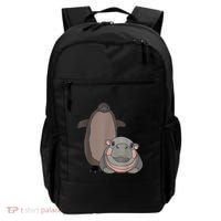 Pesto The Penguin And Moo Deng The Baby Hippo Funny Backpack thumb 0