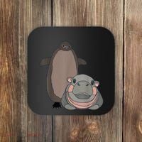 Pesto The Penguin And Moo Deng The Baby Hippo Funny Coaster thumb 0