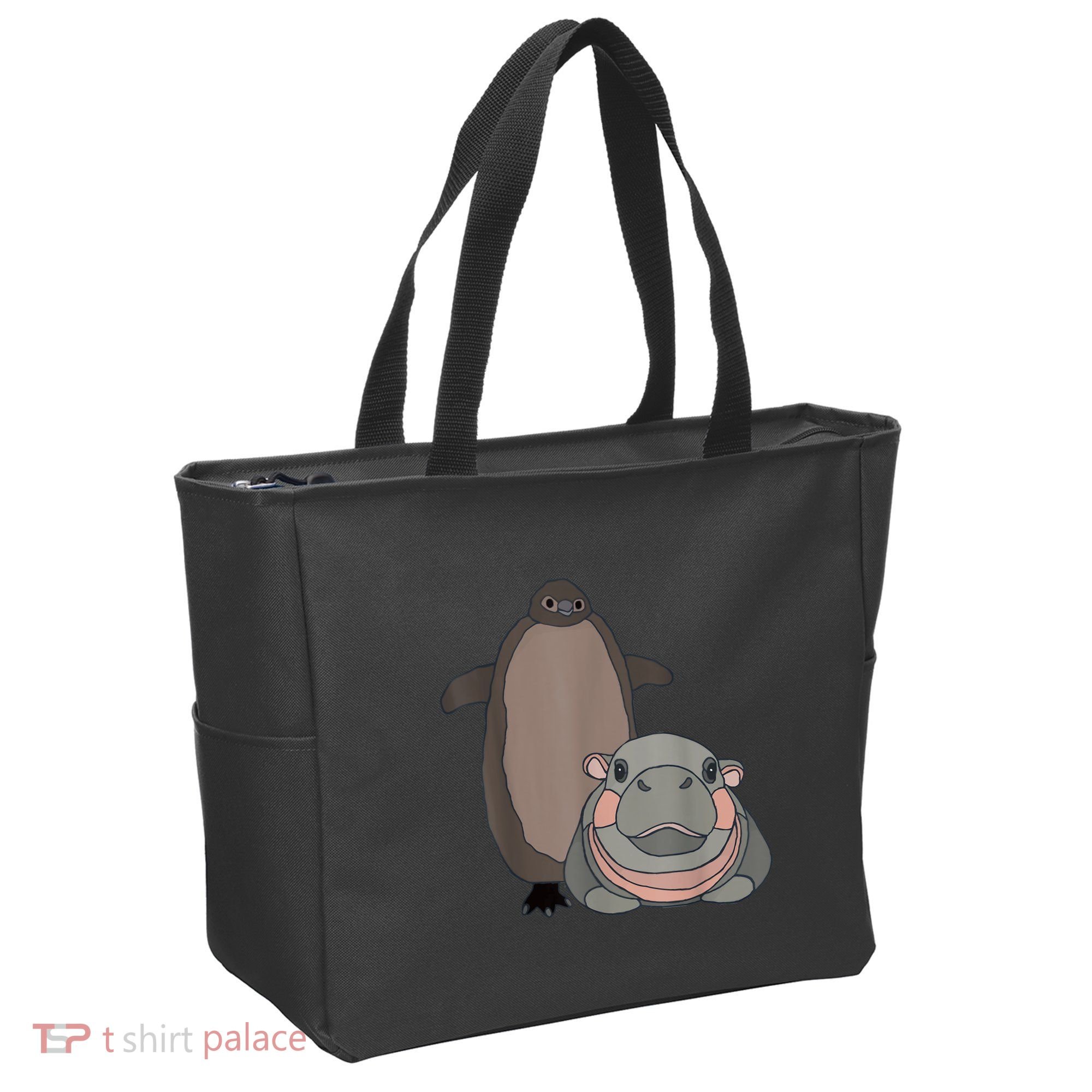 Pesto The Penguin And Moo Deng The Baby Hippo Funny Tote Bag