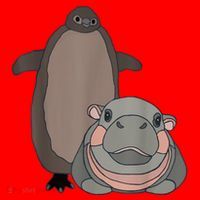 Pesto The Penguin And Moo Deng The Baby Hippo Funny Santa Hat thumb 1