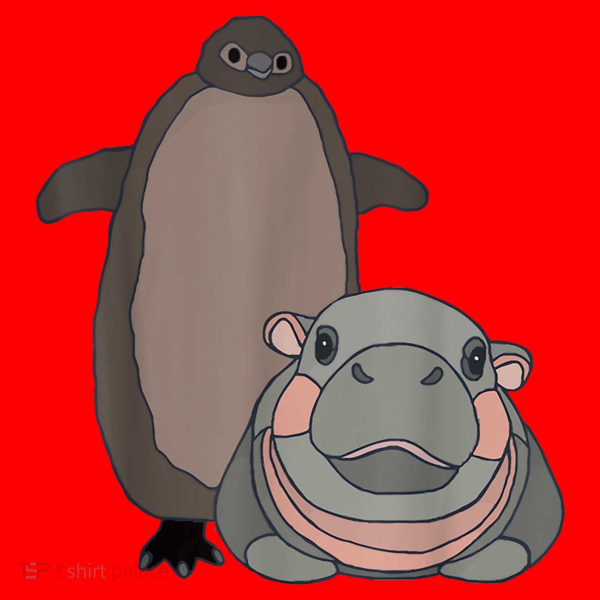 Pesto The Penguin And Moo Deng The Baby Hippo Funny Santa Hat