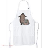 Pesto The Penguin And Moo Deng The Baby Hippo Funny Apron thumb 0