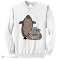 Pesto The Penguin And Moo Deng The Baby Hippo Funny Sweatshirt thumb 0