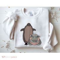 Pesto The Penguin And Moo Deng The Baby Hippo Funny Sweatshirt thumb 2