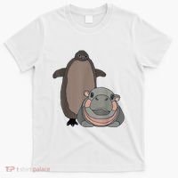 Pesto The Penguin And Moo Deng The Baby Hippo Funny T-Shirt thumb 0