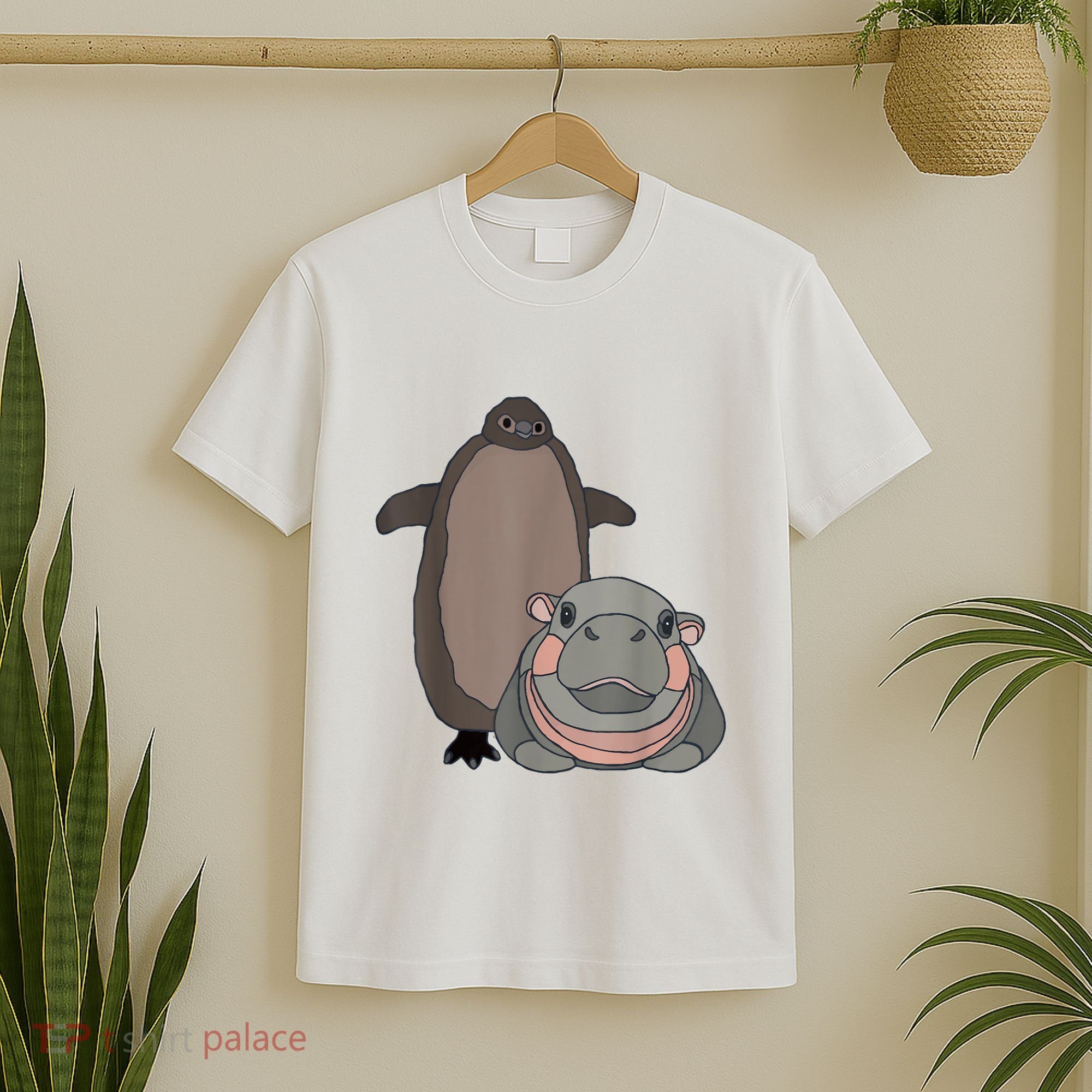 Pesto The Penguin And Moo Deng The Baby Hippo Funny T-Shirt