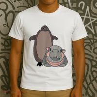 Pesto The Penguin And Moo Deng The Baby Hippo Funny T-Shirt thumb 3