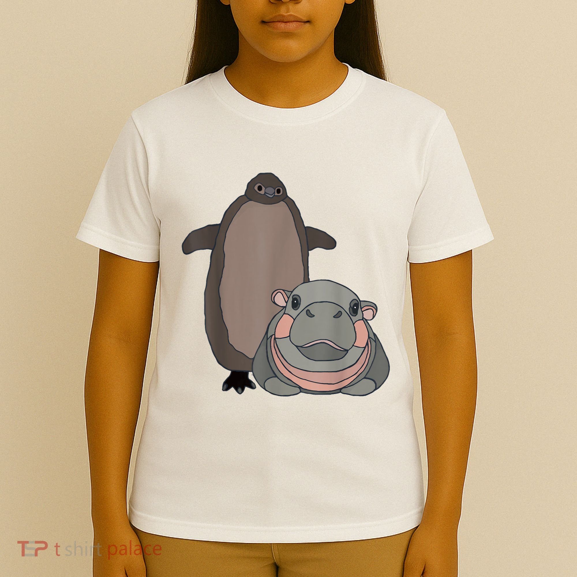 Pesto The Penguin And Moo Deng The Baby Hippo Funny T-Shirt