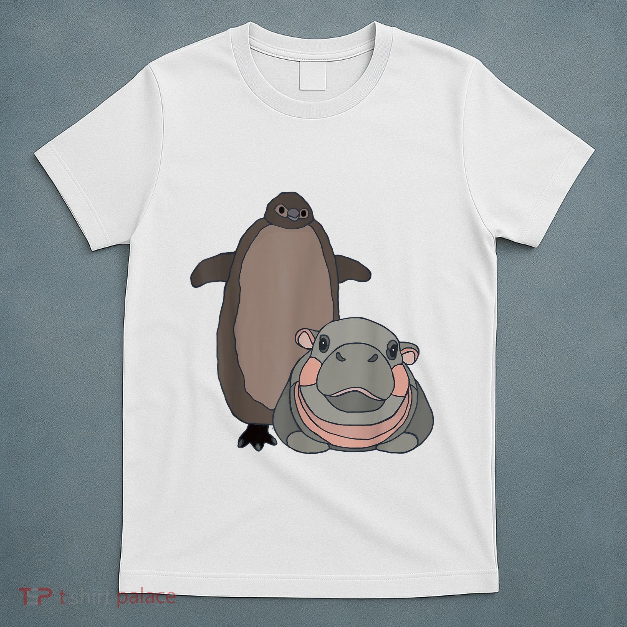 Pesto The Penguin And Moo Deng The Baby Hippo Funny T-Shirt
