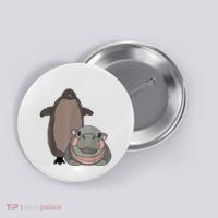 Pesto The Penguin And Moo Deng The Baby Hippo Funny Button thumb 0