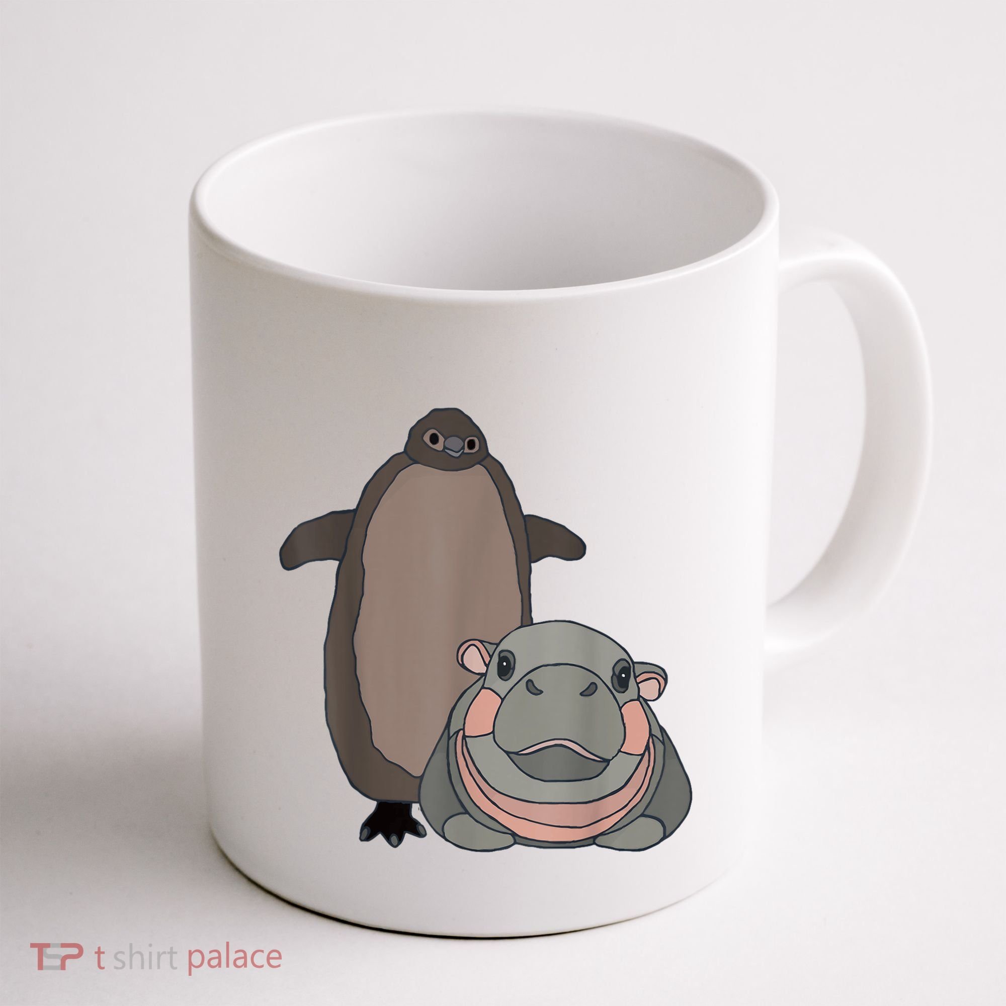 Pesto The Penguin And Moo Deng The Baby Hippo Funny Coffee Mug
