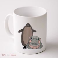 Pesto The Penguin And Moo Deng The Baby Hippo Funny Coffee Mug thumb 0