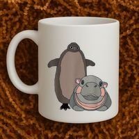 Pesto The Penguin And Moo Deng The Baby Hippo Funny Coffee Mug thumb 2