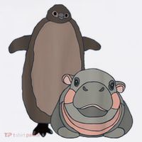 Pesto The Penguin And Moo Deng The Baby Hippo Funny Women's Hoodie thumb 2