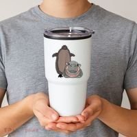 Pesto The Penguin And Moo Deng The Baby Hippo Funny Tumbler thumb 2