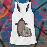 Pesto The Penguin And Moo Deng The Baby Hippo Funny Women's Tank Top thumb 3