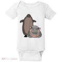 Pesto The Penguin And Moo Deng The Baby Hippo Funny Baby Bodysuit thumb 0