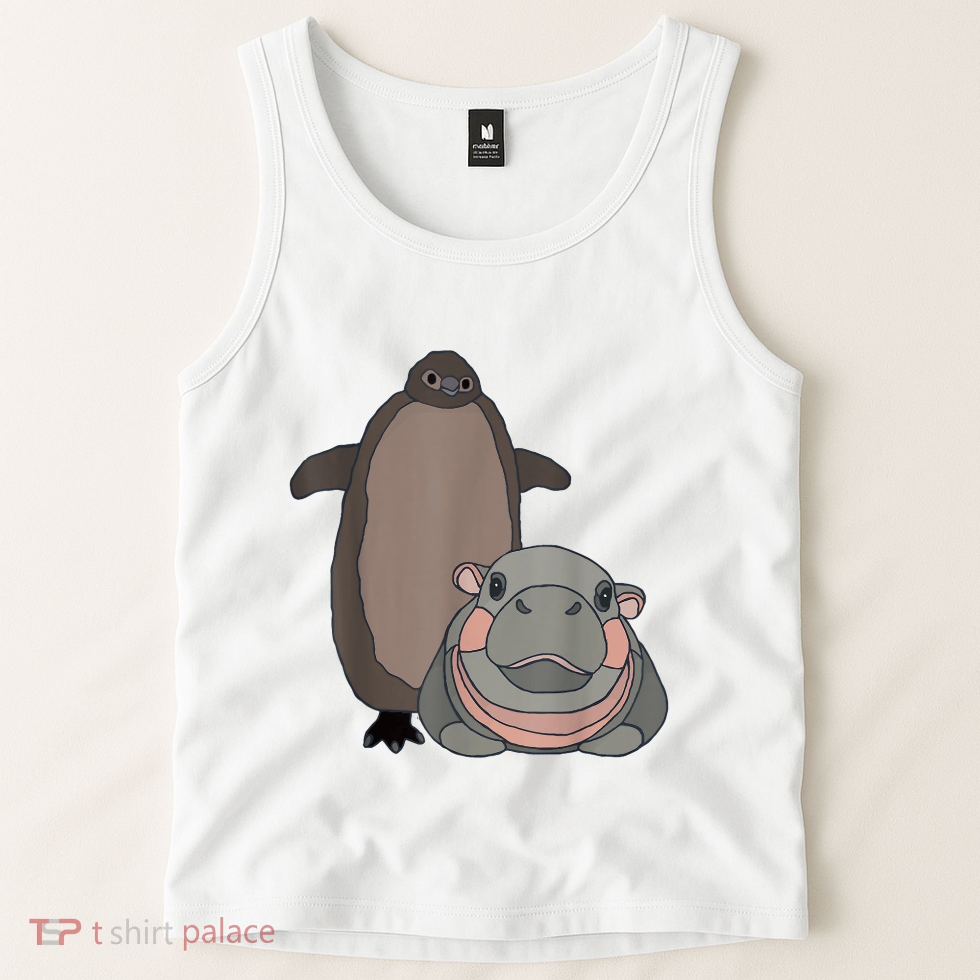 Pesto The Penguin And Moo Deng The Baby Hippo Funny Tank Top