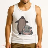 Pesto The Penguin And Moo Deng The Baby Hippo Funny Tank Top thumb 3