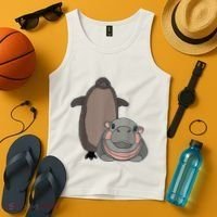 Pesto The Penguin And Moo Deng The Baby Hippo Funny Tank Top thumb 4