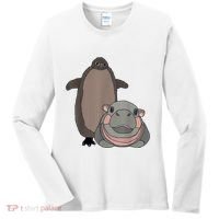 Pesto The Penguin And Moo Deng The Baby Hippo Funny Women's Long Sleeve Shirt thumb 0