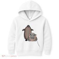 Pesto The Penguin And Moo Deng The Baby Hippo Funny Kids Hoodie thumb 0