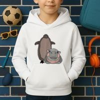 Pesto The Penguin And Moo Deng The Baby Hippo Funny Kids Hoodie thumb 2
