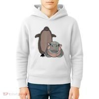 Pesto The Penguin And Moo Deng The Baby Hippo Funny Kids Hoodie thumb 4