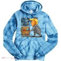 Prison Trump Presidential Library Funny Anti Trump Tie Dye Hoodie thumb 0