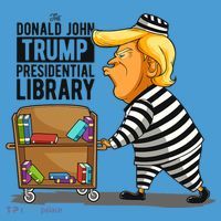 Prison Trump Presidential Library Funny Anti Trump Tie Dye Hoodie thumb 2