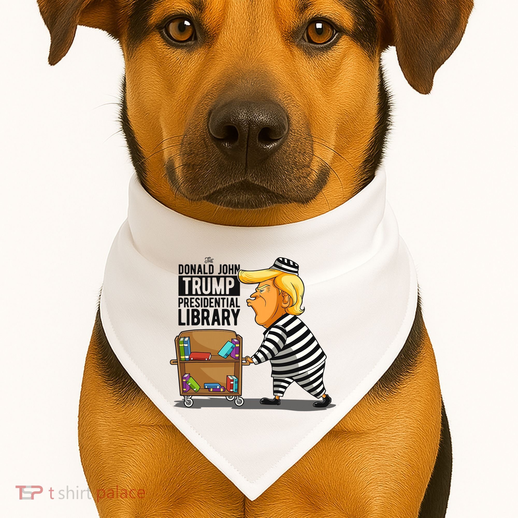 Prison Trump Presidential Library Funny Anti Trump USA-Made Doggie Bandana