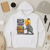 Prison Trump Presidential Library Funny Anti Trump Hoodie thumb 3